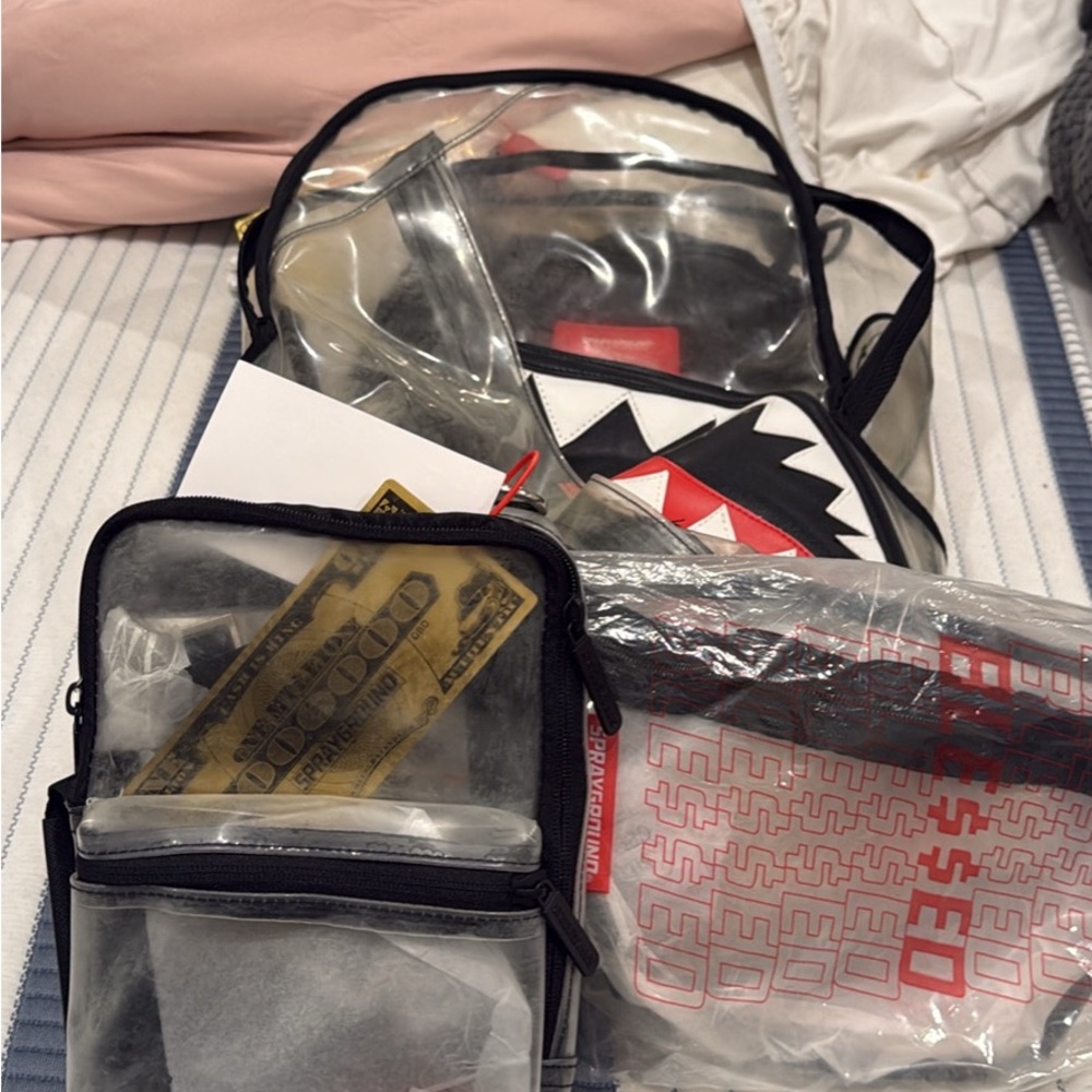 Sprayground Transparent Backpack With Red And Bla… - image 1